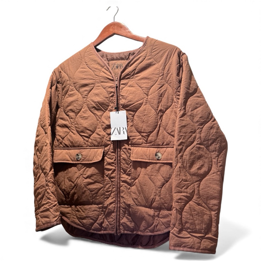 Zara Quilted Tan Jacket Size 13-14 NWT - Picture 3 of 4